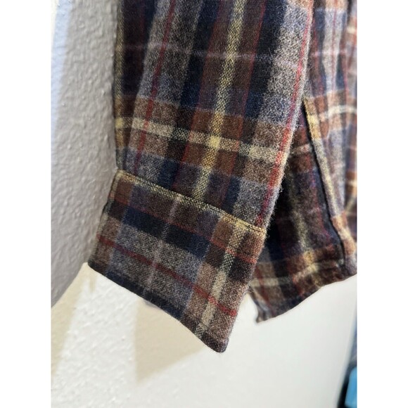 Vintage Woolrich Button Wool Long Sleeve Plaid Shirt Size L Made Usa 70s 80s 90s - Picture 6 of 14